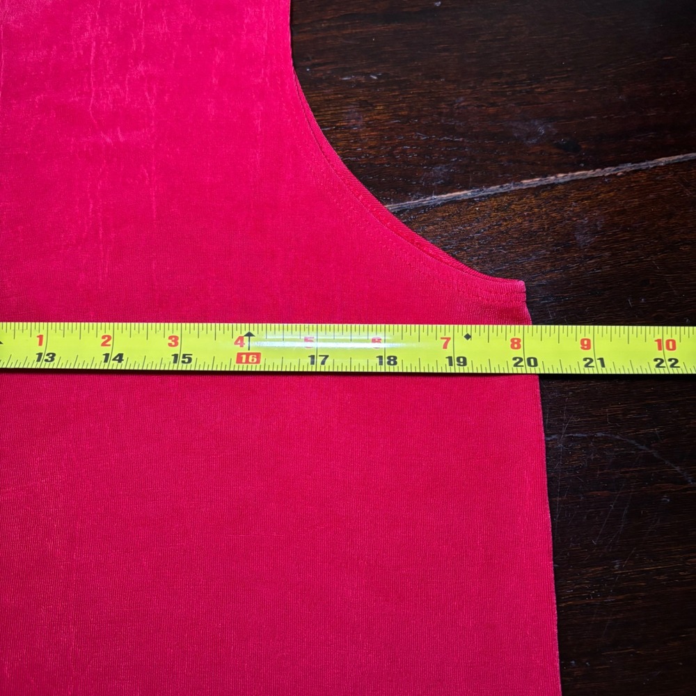 Chicos Travelers Red Sleeveless Tank Top Scoop Neck Stretch Shell Size 3 X Large - Picture 3 of 7